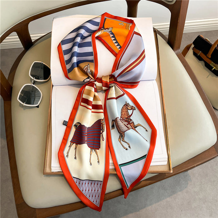 Thin Narrow Long  Silk Scarves Women's tie.