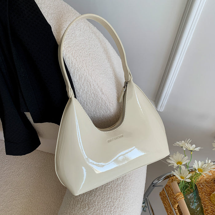 Minimalist Glossy Shoulder Handbag