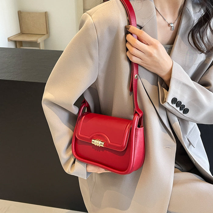 Women Fashion Simple Elegant Solid Color Shoulder Bag