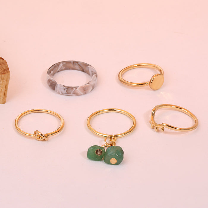 Simple Fashion Ring Natural Stone Geometric Eight-piece Set