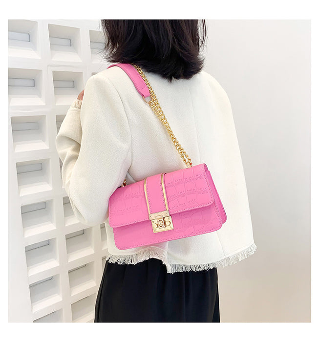 Wholesale Women Fashion Casual Chain Stone Pattern Shoulder Bag