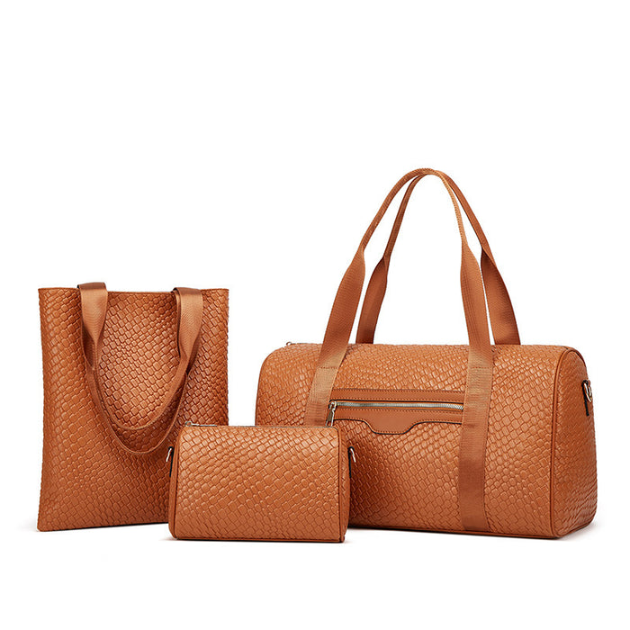 Wholesale Simple Solid Color Large Capacity Handbag Three-Piece Set