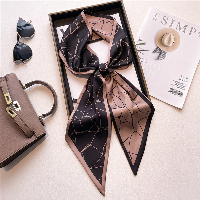 Thin Narrow Long  Silk Scarves Women's tie.