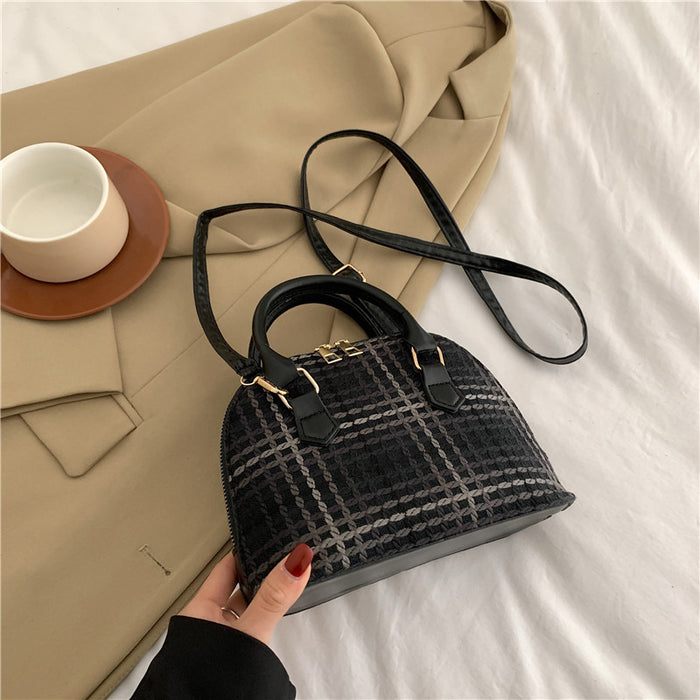 Wholesale Women Fashion Simple Solid Color Rhombus Pattern Handbag