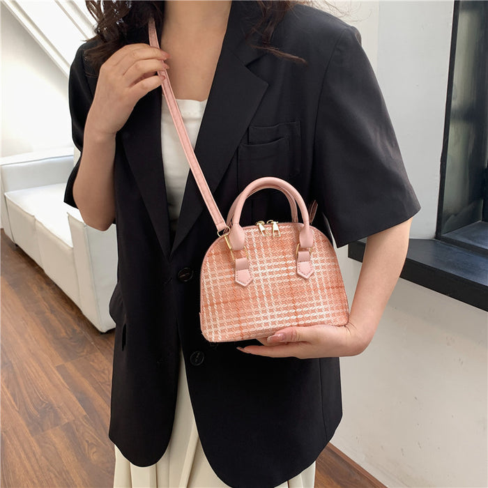 Wholesale Women Fashion Simple Solid Color Rhombus Pattern Handbag