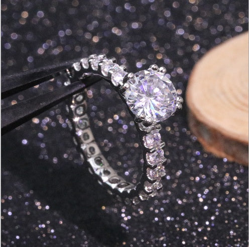 Fully round diamond social lady fashion female ring workplace wedding dinner Ruili luxury ring