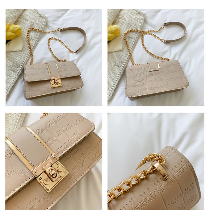 Wholesale Women Fashion Casual Chain Stone Pattern Shoulder Bag