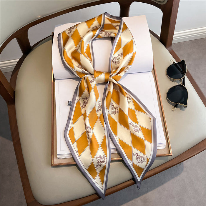 Thin Narrow Long  Silk Scarves Women's tie.