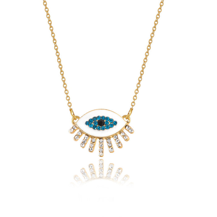 Eye necklace alloy spot diamond pendant chain Female