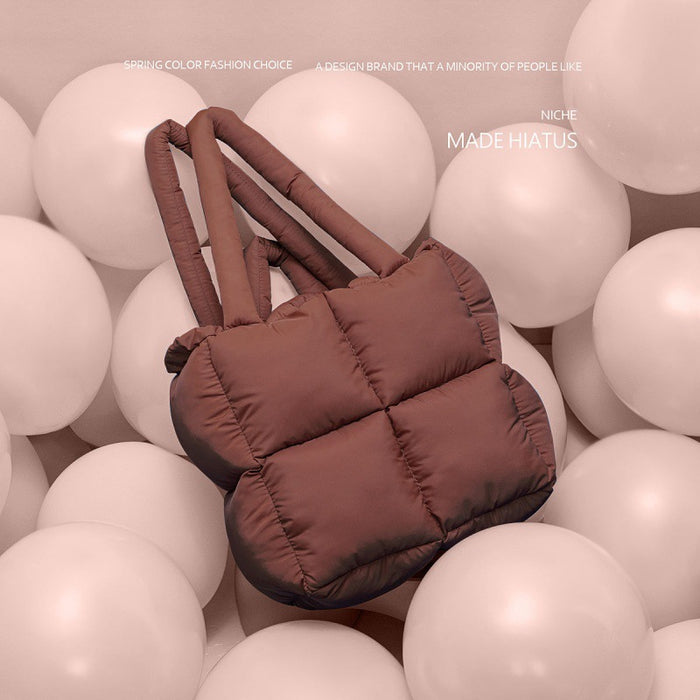 Women's Fashion Design Diamond Puff Soft Cotton Filled Pillow Tote Bag.