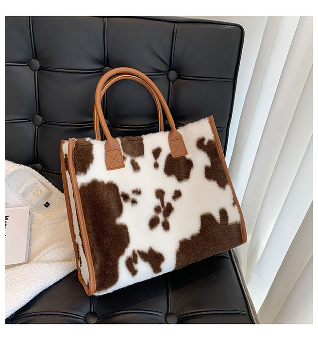 Wholesale Autumn Winter Women Fashionable Leopard Printed Large Capacity Square Tote Bag