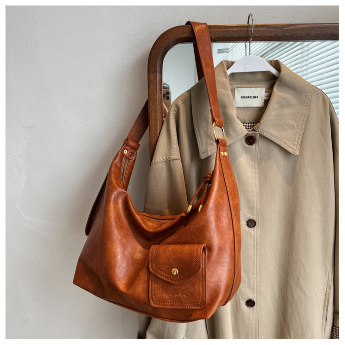 Trendy Oversized Solid Color Shoulder Tote