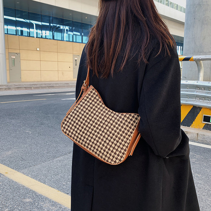 Fashion Leather Women's Check Crossbody Bag