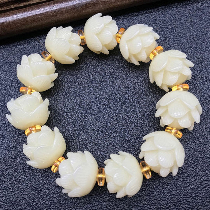 Knot Bracelet Ornament White Three-layer Lotus Single Ring Lotus Beads Bracelet