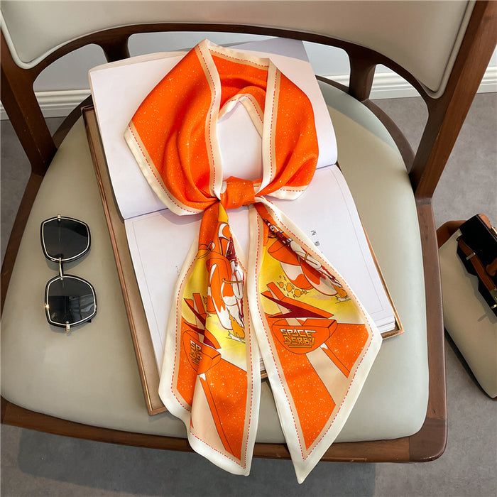 Thin Narrow Long  Silk Scarves Women's tie.