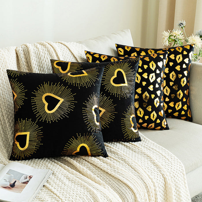 Fashion Black Velvet Printed Pillow