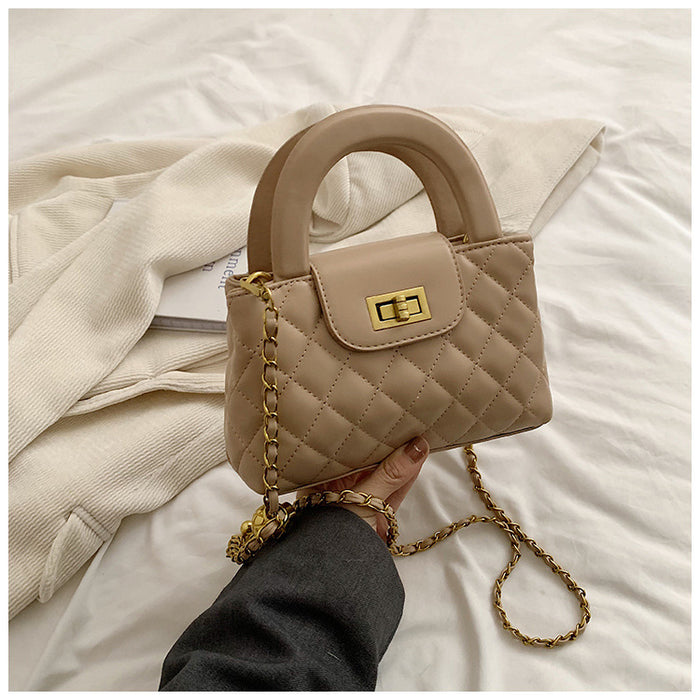 Wholesale Women Fashion Casual Solid Color Square Rhombic Chain Handbag