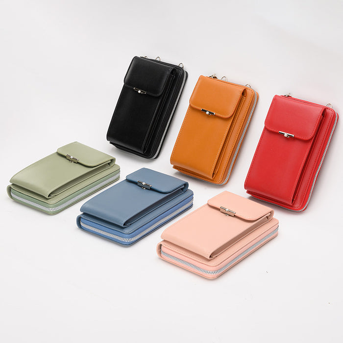 Wholesale Simple Solid Color Zipper Phone Purses