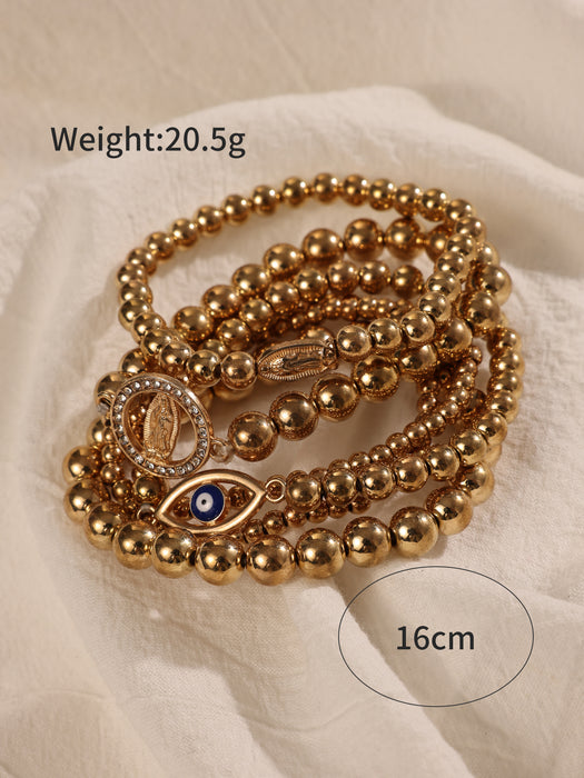 Hip Hop Bracelet Personalized Devil's Eye Niche Inlaid Zircon Design Bracelet Set Combination