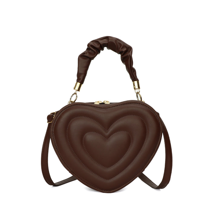 Wholesale Women Fashion Solid Color Heart-Shaped Zipper Mini Handle Crossbody Bag