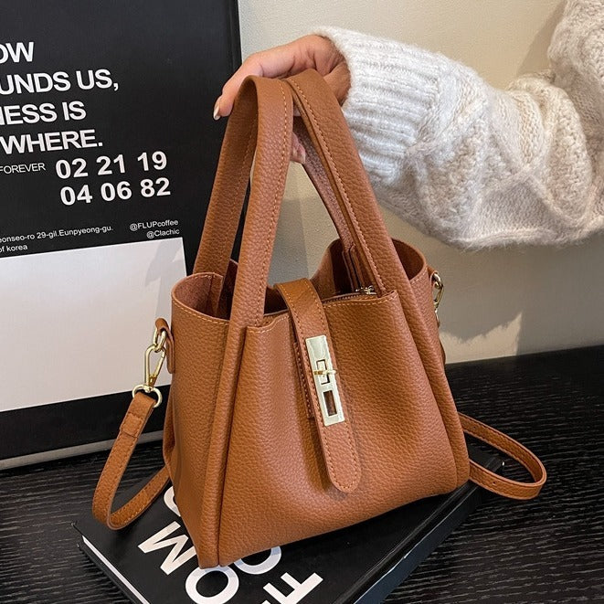 Sleek & Stylish Solid Color Leather Everyday Bag