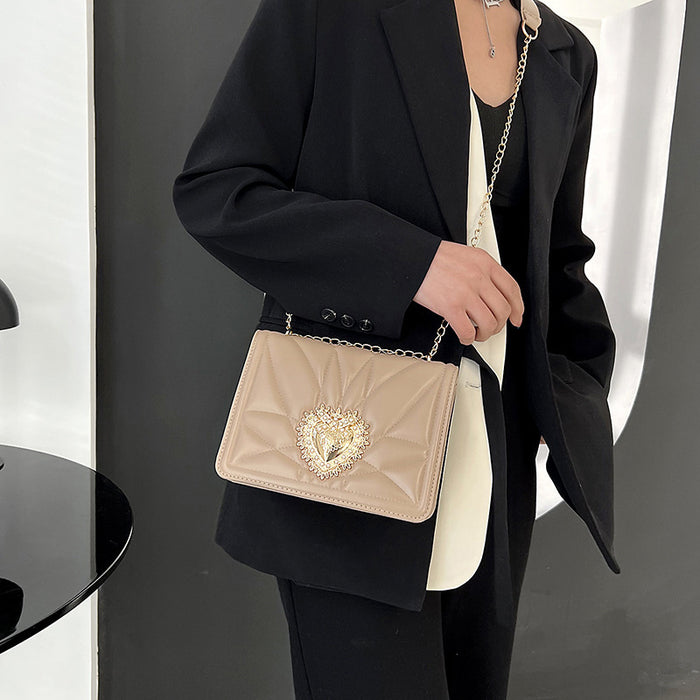 Luxury Heart-Embellished Square Bag