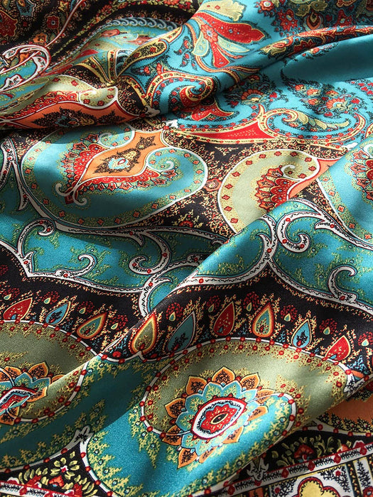 Peacock Green Exquisite Beautiful Silk Women's Spring and Summer Paisley