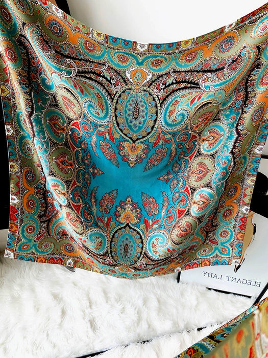 Peacock Green Exquisite Beautiful Silk Women's Spring and Summer Paisley