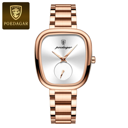 POEDAGAR Luxury Watch for Woman Waterproof Stainless Steel Quartz