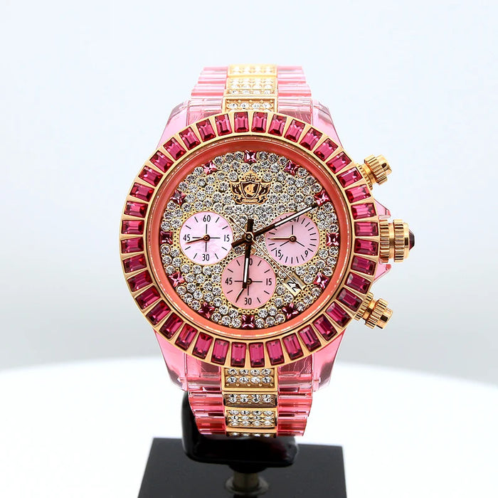 Brand New Sport Watch Pink Rhinestone Fashion Quartz