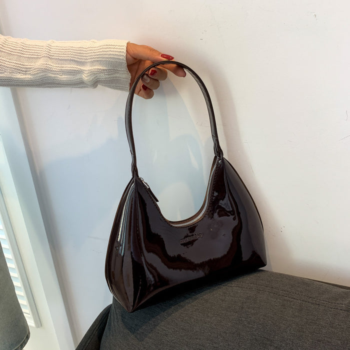 Minimalist Glossy Shoulder Handbag