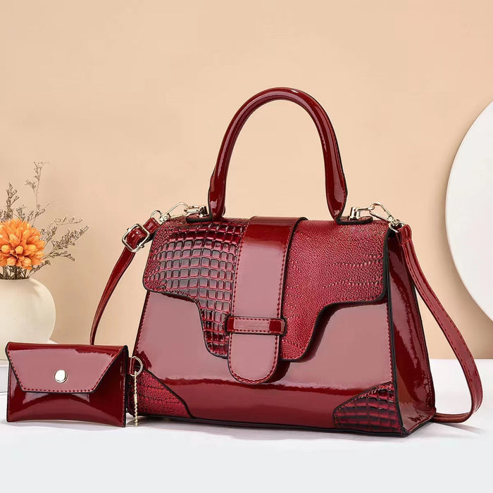 Classic Embossed Patent Tote & Pouch