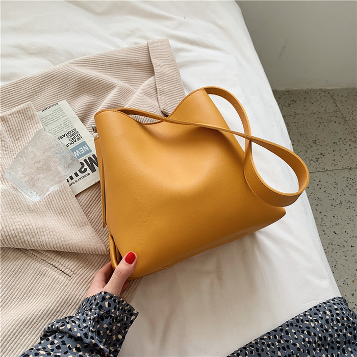 Wholesale Women Fashion Casual Simple Solid Color Large Capacity Handbag