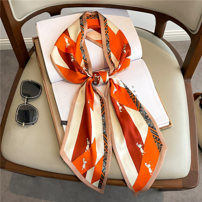 Thin Narrow Long  Silk Scarves Women's tie.