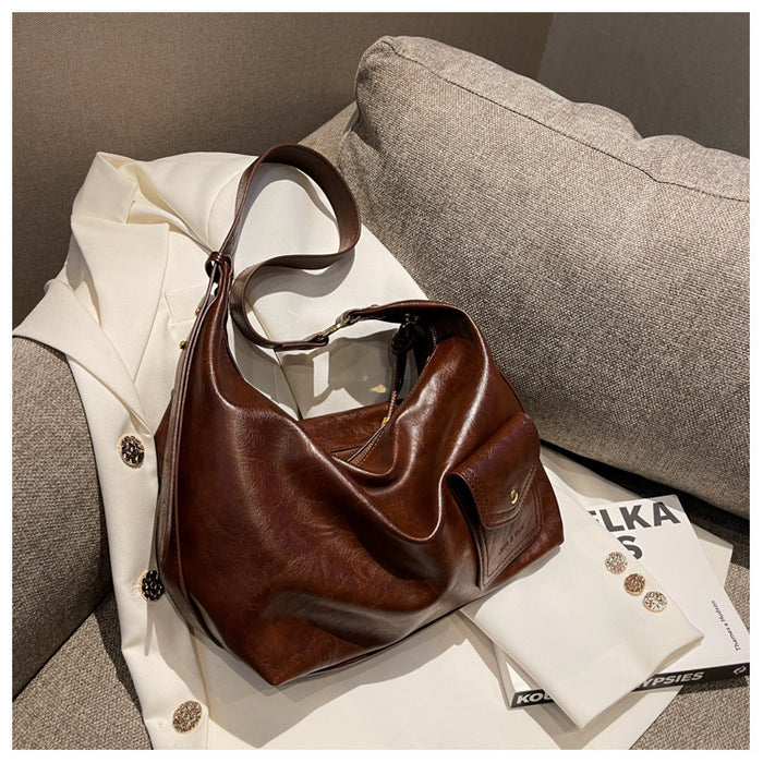 Trendy Oversized Solid Color Shoulder Tote