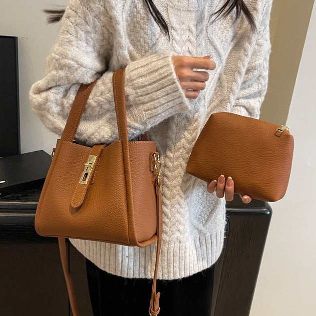 Sleek & Stylish Solid Color Leather Everyday Bag