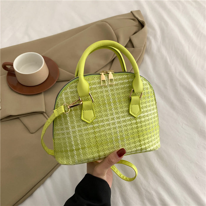 Wholesale Women Fashion Simple Solid Color Rhombus Pattern Handbag