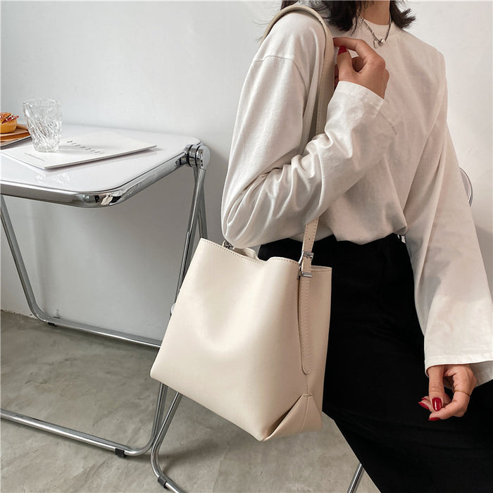 Wholesale Women Fashion Casual Simple Solid Color Large Capacity Handbag