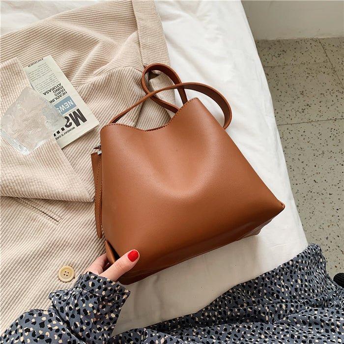 Wholesale Women Fashion Casual Simple Solid Color Large Capacity Handbag