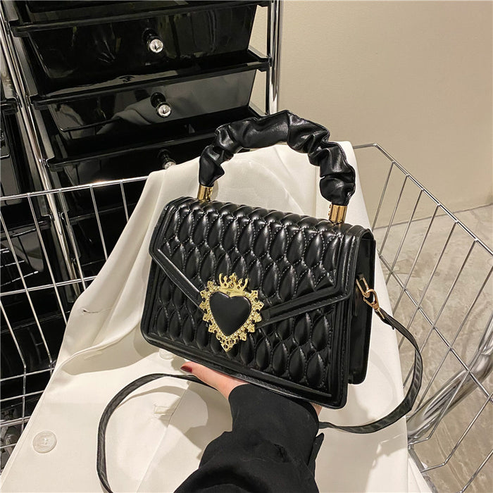 Luxury Heart-Embellished Square Bag