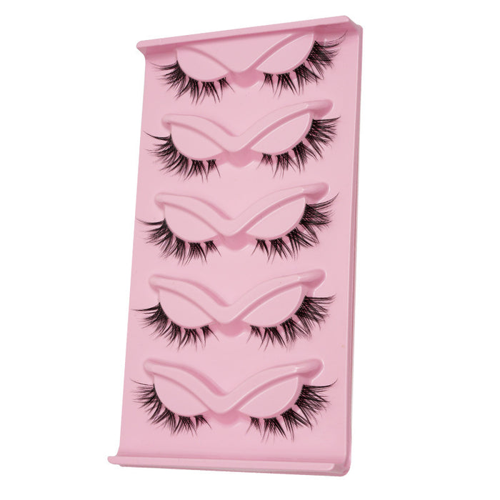 Women's One-piece Five-pair Cat Eye Oblique Flying Stage Makeup Thick Cat Eye Eyelash