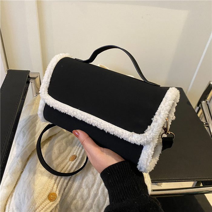 Elegant Contrast Flap Shoulder Purse