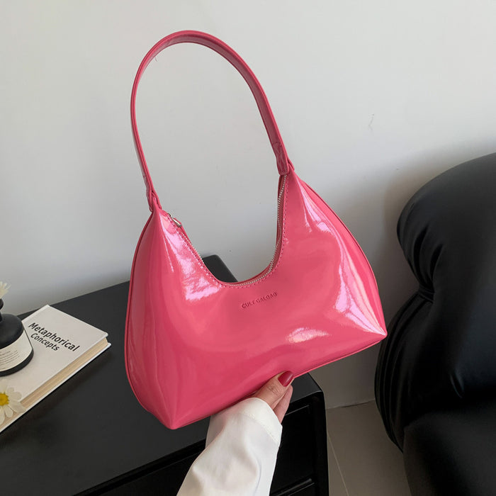 Minimalist Glossy Shoulder Handbag