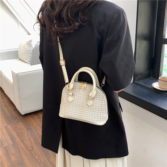 Wholesale Women Fashion Simple Solid Color Rhombus Pattern Handbag