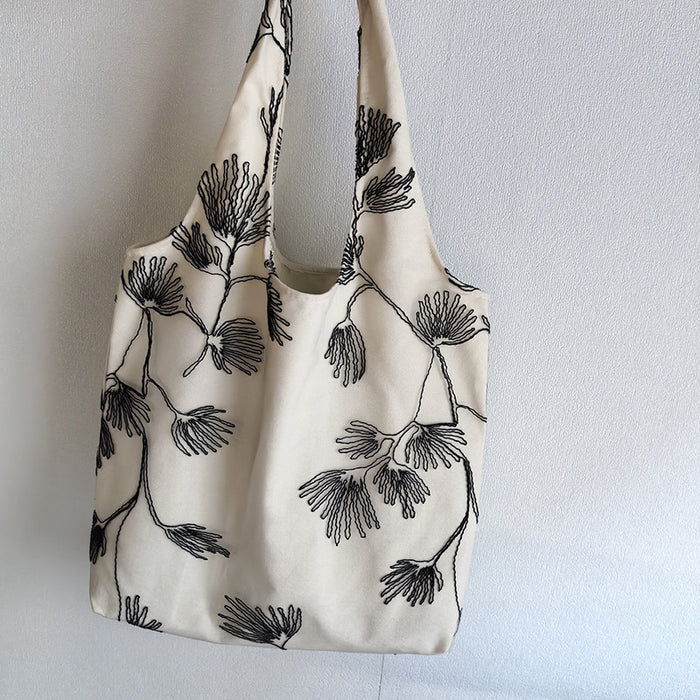 Sophisticated Butterfly Embroidered Shopper Bag