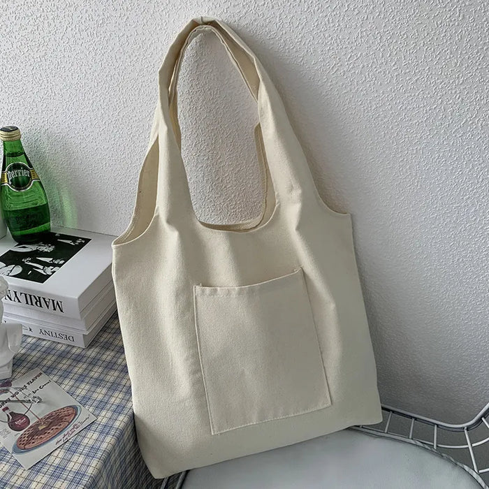 Wholesale Women Fashionable Solid Color Large Capacity Canvas Tote Bag