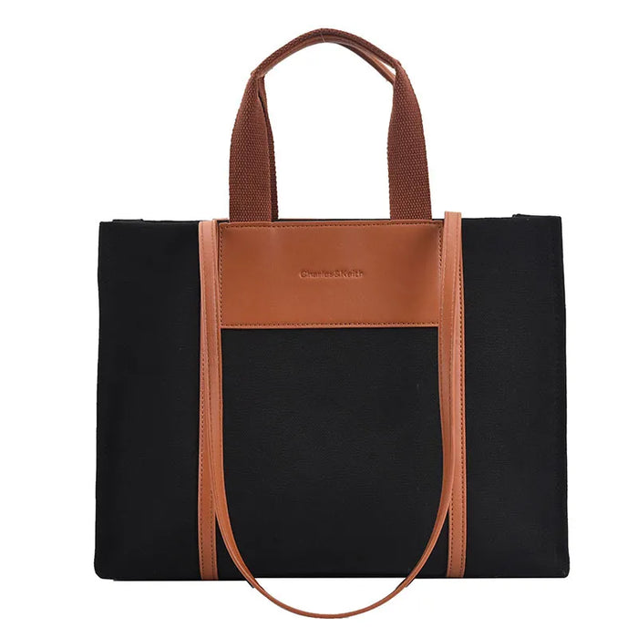 Women Fashion Colorblock Large Capacity Canvas Tote Bag, Wholesale too.