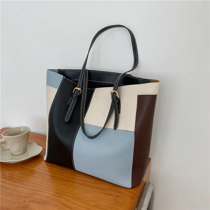 Women Fashion Casual Splicing Pu Tote Bag