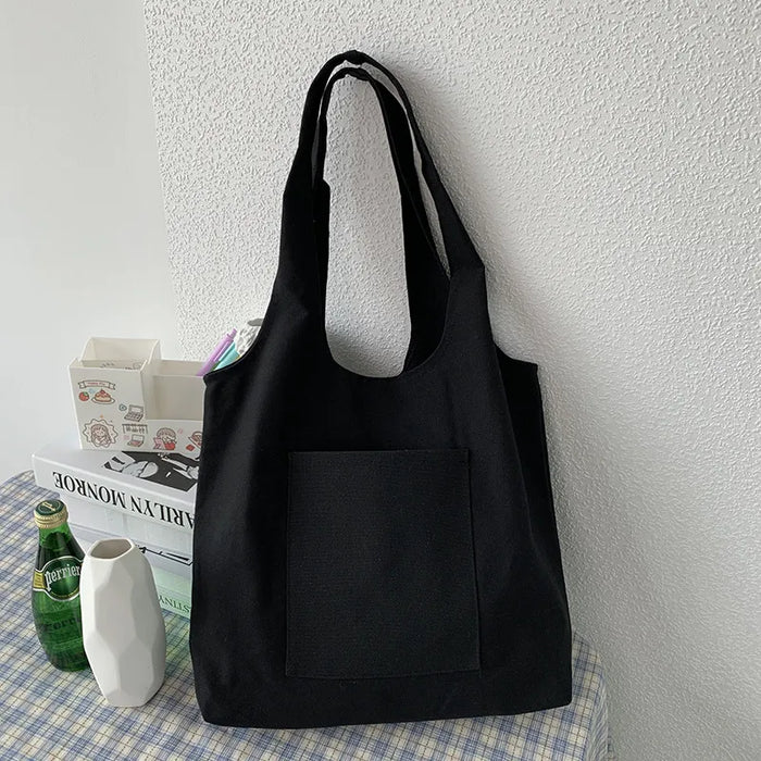 Wholesale Women Fashionable Solid Color Large Capacity Canvas Tote Bag