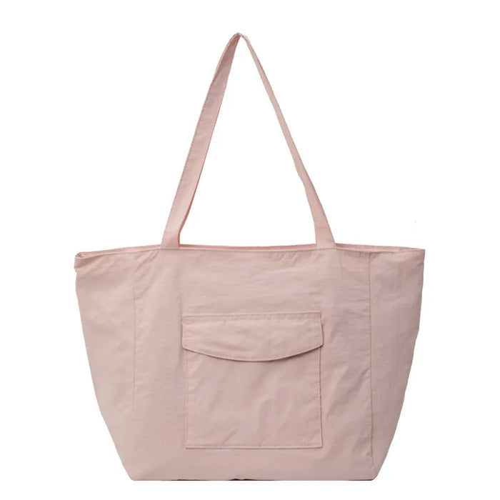 Women Simple Solid Color Large Capacity Nylon Tote Bag. Wholesale too.